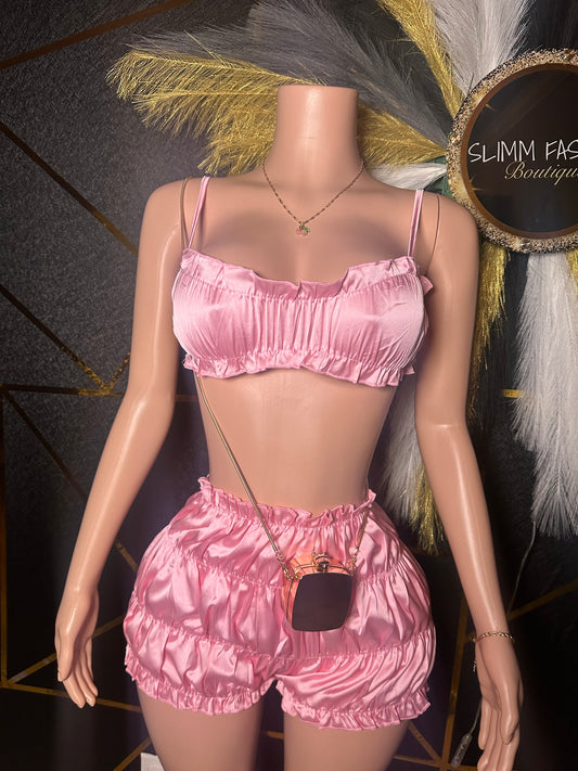 “Ruffle baddie set” pink